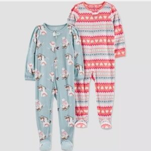 Carter's Just One You Toddler Girls' 2pk Hearts and Fair Isle Blanket Fleece 2T